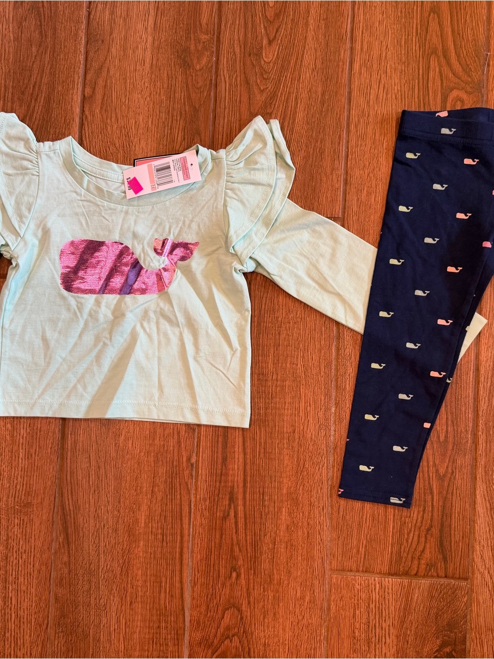 Vineyard Vines ruffle blouse and Navy Blue Whale Print leggings / girls 2T / new